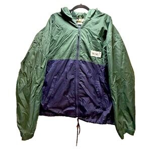 Walt Disney World Vintage Sz Large Green & Blue Nylon Zip Up Hoodie Windbreaker